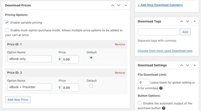 Membuat harga variabel untuk ebook di WordPress