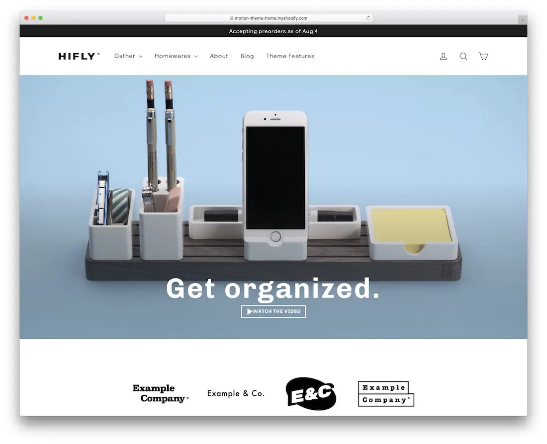 ธีมเคลื่อนไหวที่เรียบง่ายสำหรับ Shopify