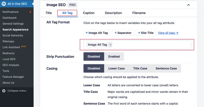 Anpassen des Alt-Tags in AIOSEO Customizing the Alt Tag in AIOSEO