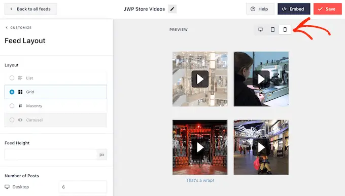 Testen des Video-Feeds auf Smartphones und Tablets Testing the video feed on smartphones and tablets
