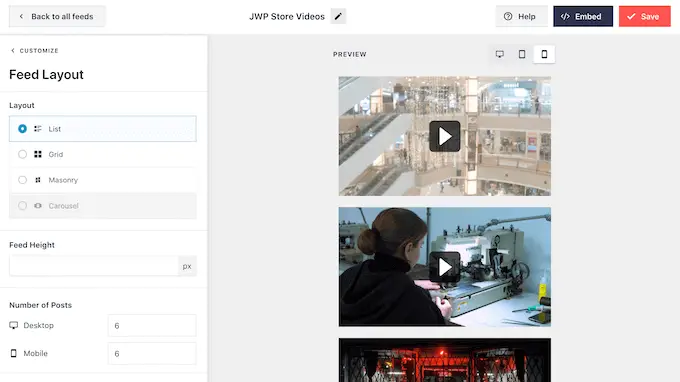 Ändern des Layouts des Social-Media-Feeds Changing the social media feed layout