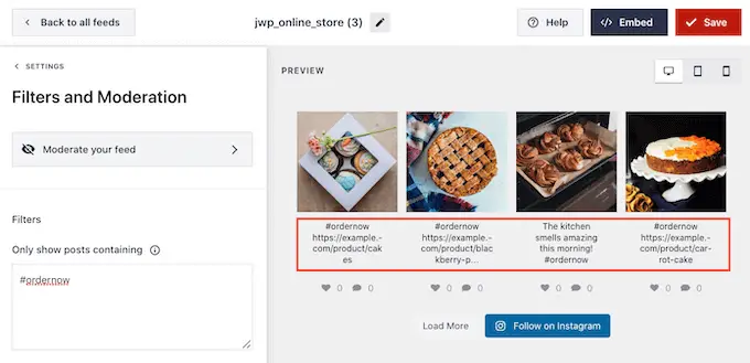 Um feed do Instagram para compras filtrado A filtered shoppable Instagram feed