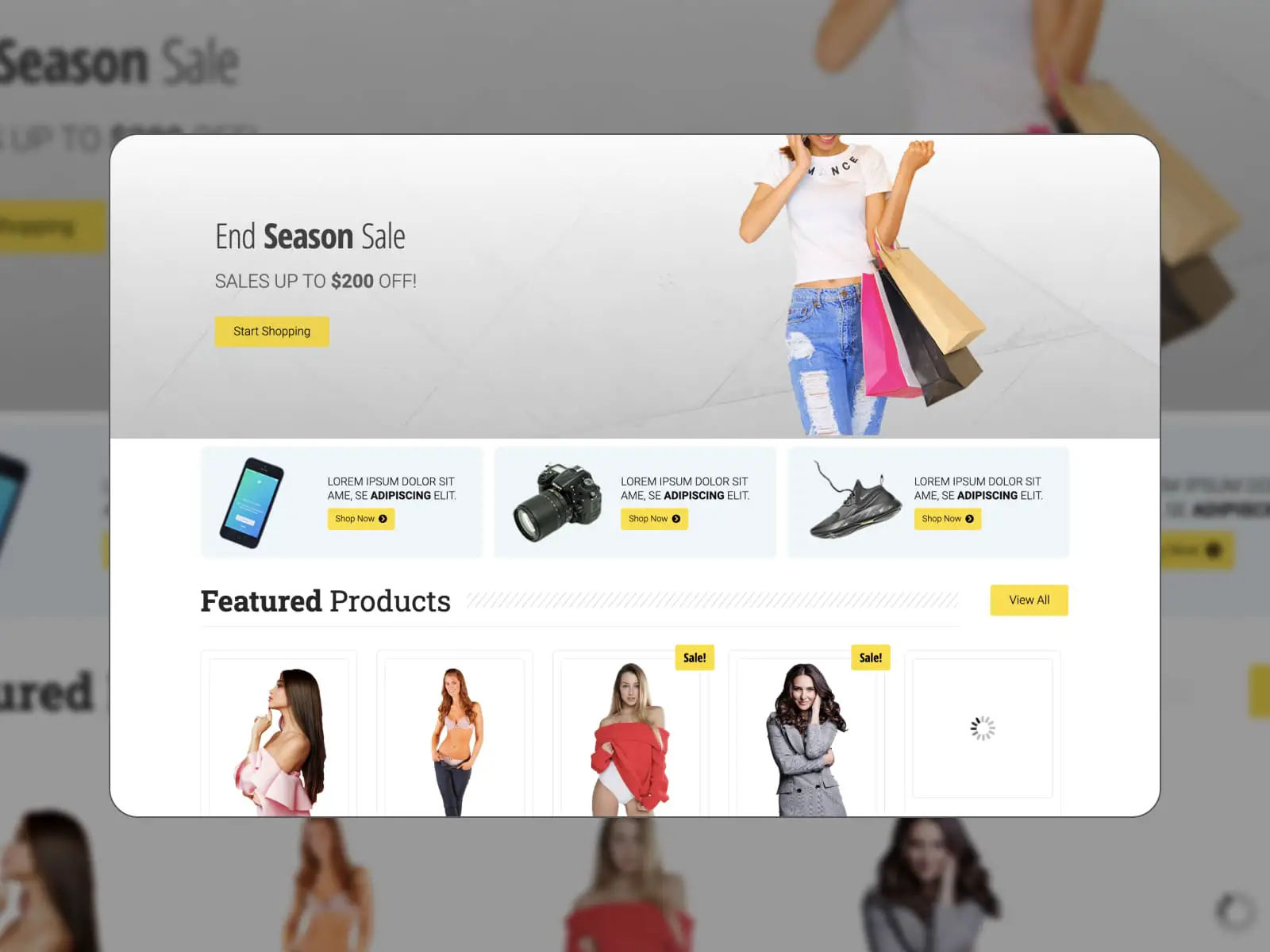 Um exemplo de loja do complemento Envo para WooCommerce e Elementor.