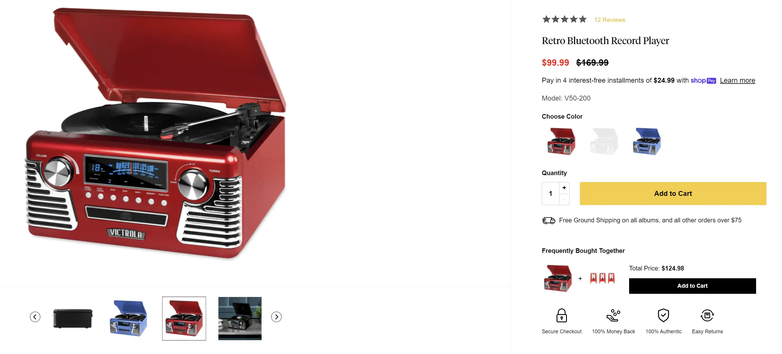 Victrola レコード プレーヤー システムの具体的な製品属性には、赤い色とレトロなデザインが含まれます。
