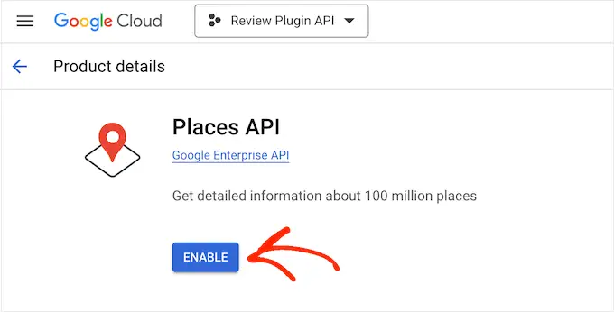Aktywacja interfejsu API Miejsc Google Activating the Google Places API