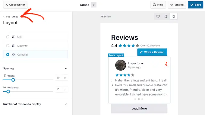 Dostosowywanie kanału recenzji za pomocą Smash Balloon Customizing the review feed using Smash Balloon