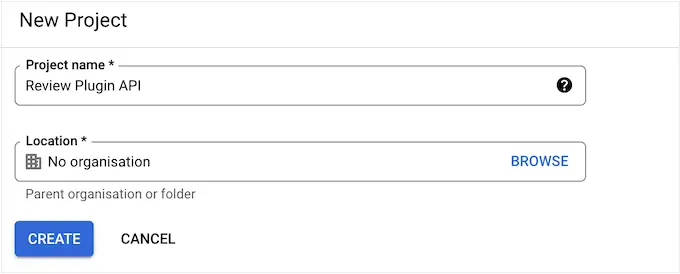 Tworzenie nowego projektu w konsoli Google Cloud Creating a new project in the Google Cloud console