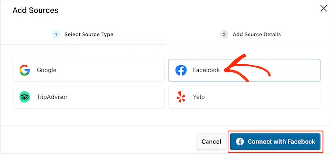 Wybór źródła recenzji na Facebooku Selecting a source for your Facebook reviews