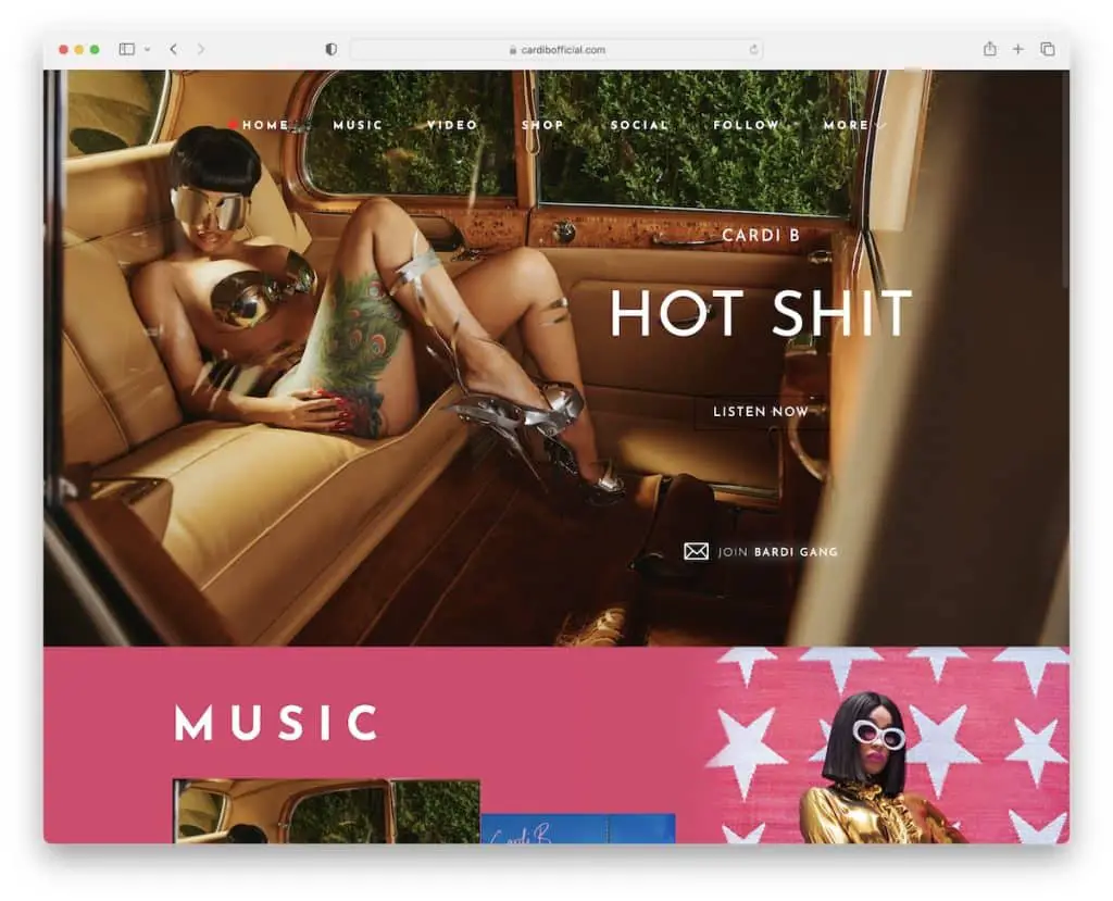sitio web de la cantante cardi b