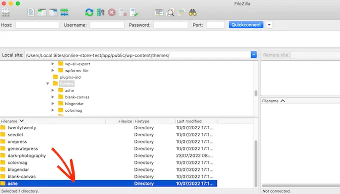 FileZilla FTP istemcisi The FileZilla FTP client