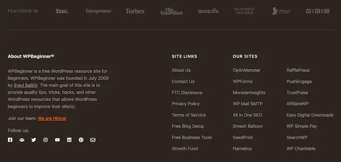 Bir WordPress alt bilgisi örneği An example of a WordPress footer