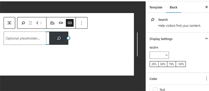 Pengaturan blok pencarian Search block settings