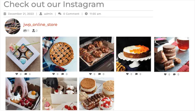 可購物的 Instagram 提要,使用 Smash Balloon 創建 An Instagram feed, created using Smash Balloon
