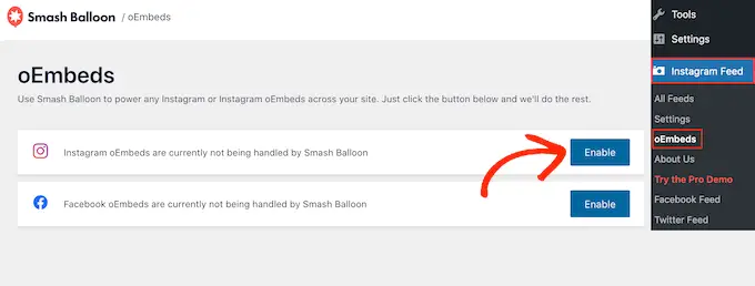 為 Instagram 和 Facebook 啟用 oEmbed 功能 Enabling the oEmbed feature for Instagram and Facebook