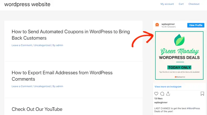 將 Instagram 帖子添加到小部件就緒區域,例如 WordPress 側邊欄 Adding an Instagram post to a widget-ready area such as the WordPress sidebar