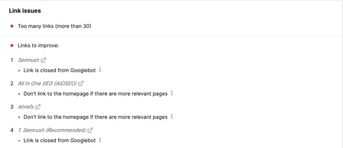 Asistente de informes de SEO informa problemas con enlaces SEO Reporting Assistant Reports Issues With Links