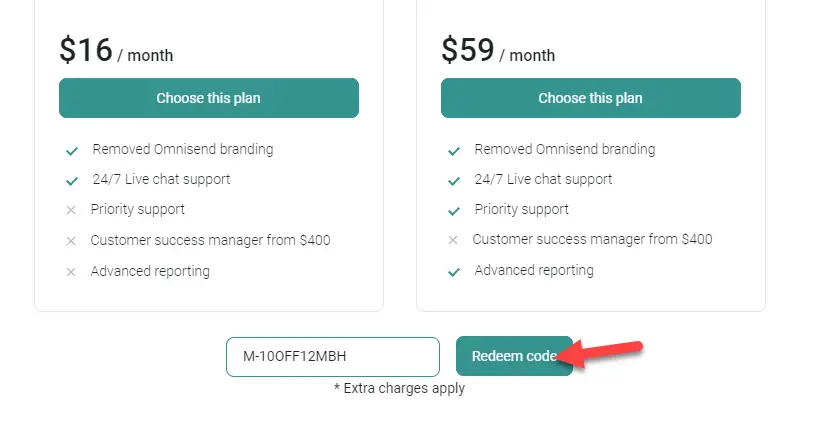Riscatta il codice Redeem omnisend code