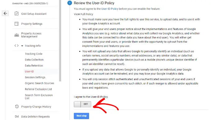 Attiva il monitoraggio dell'ID utente Enable the user ID feature