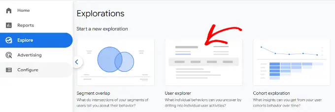 Seleziona il rapporto di Esplora utenti Select user explorer report