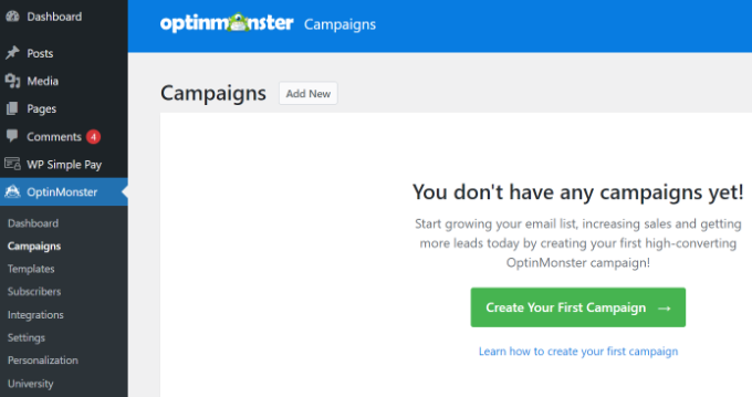 OptinMonster で新しいキャンペーンを作成する Create your first campaign