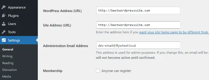 WordPress とサイトのアドレスが同じであることを確認する Ensure WordPress and site address are same