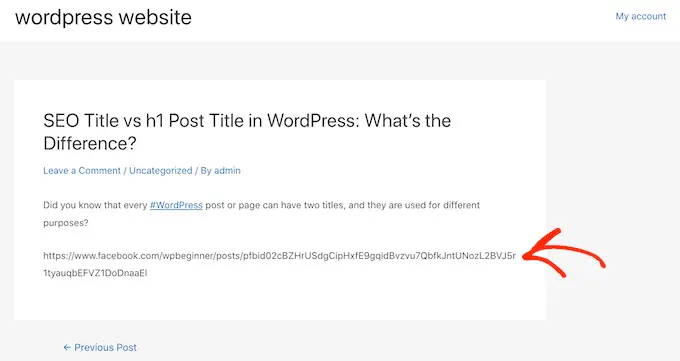 WordPress の oEmbed エラーの例 An example of an oEmbed error in WordPress