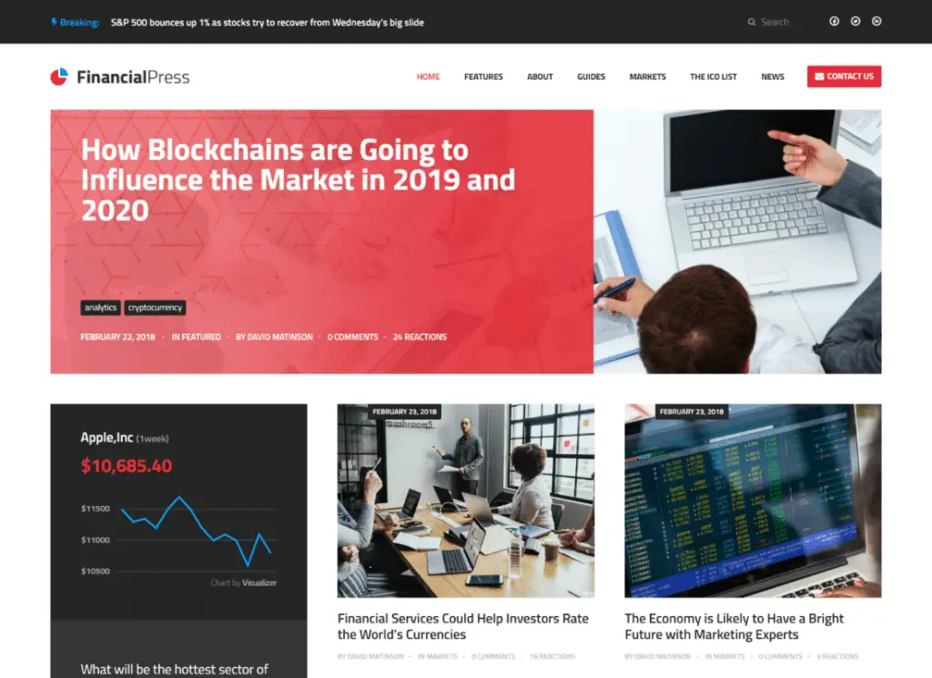 ChainPress - ธีมบล็อกธุรกิจการเงิน WordPress