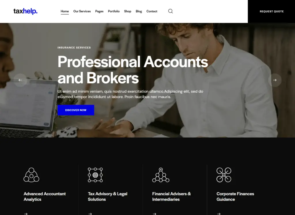 ความช่วยเหลือด้านภาษี - ธีม WordPress ที่ปรึกษาทางการเงินและบัญชีธุรกิจ