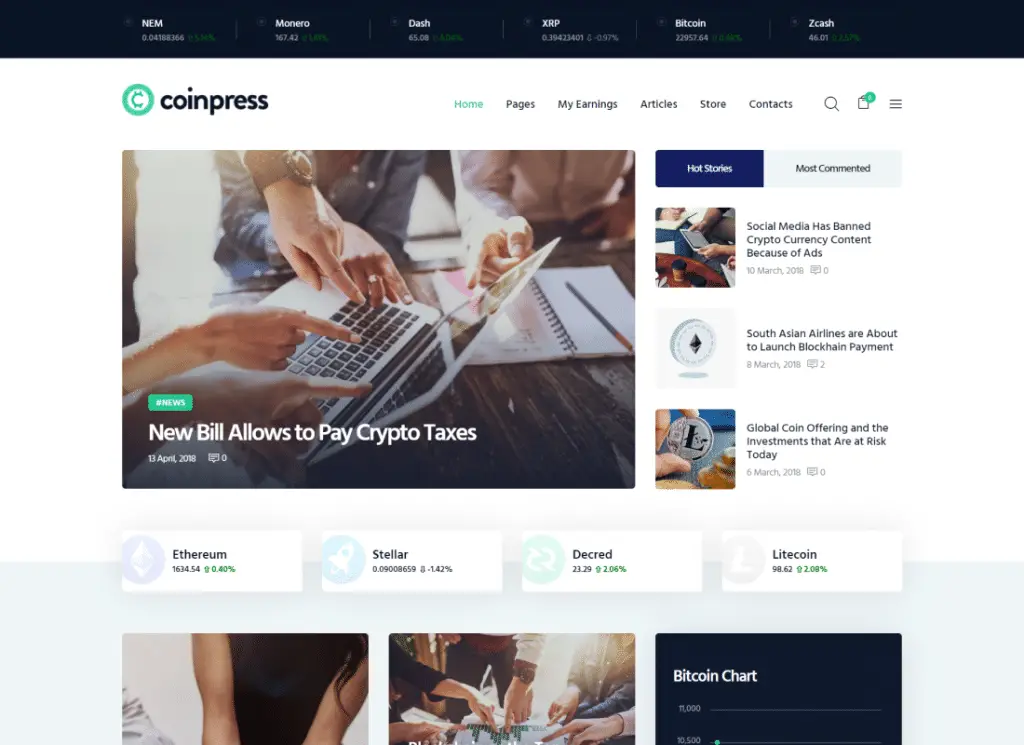 Coinpress - นิตยสาร ICO Cryptocurrency และบล็อก WordPress Theme