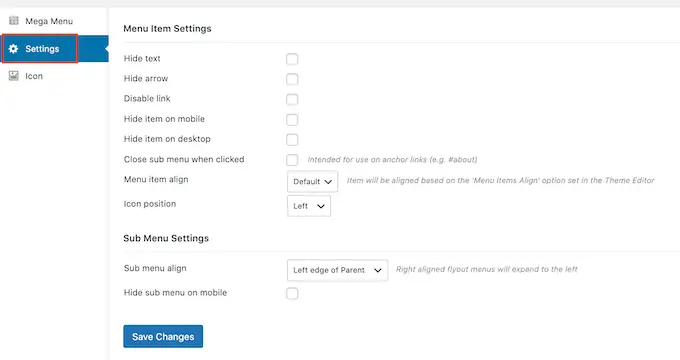 Max Mega 菜单设置 The Max Mega Menu settings