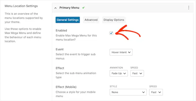 在 WordPress 中启用大型菜单功能 Enabling the mega menu feature in WordPress