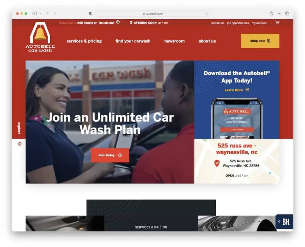 projekt strony internetowej myjni samochodowej autobell