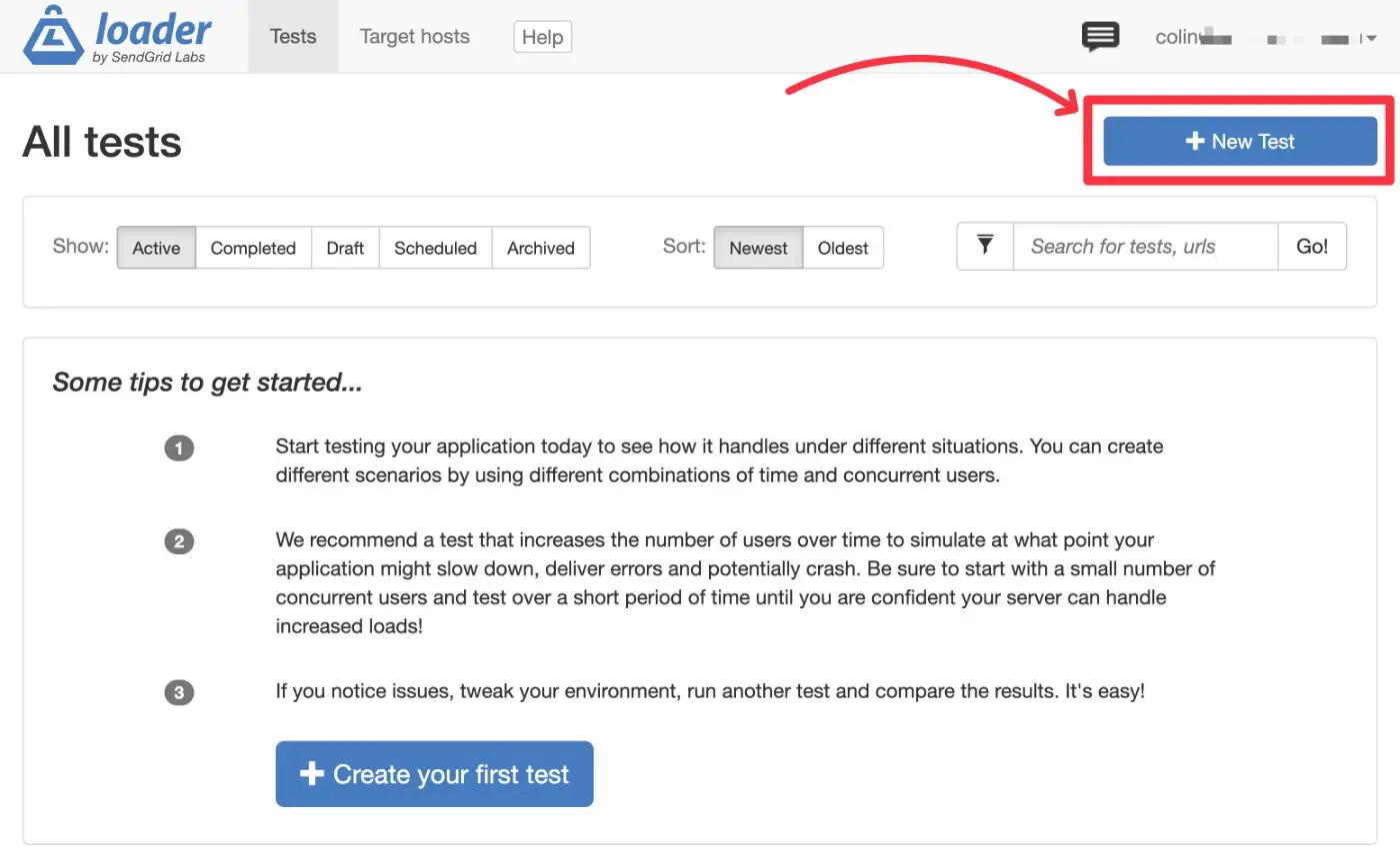 Crear una nueva prueba de estrés de WordPress
