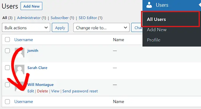 為 SEO 經理角色選擇一個用戶 Choose a user for the SEO Manager role