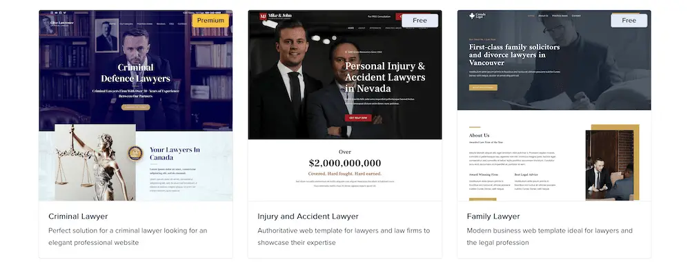 Tre modelli Astra che mostrano come si rivolge ai siti web legali.
