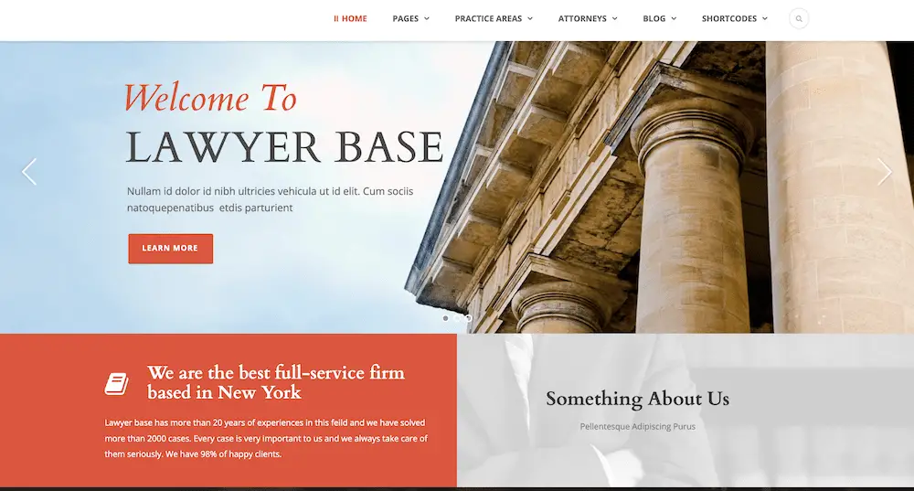 Il tema WordPress di Lawyer Base.
