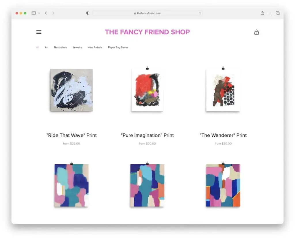 l'esempio di squarespace del negozio di amici stravaganti