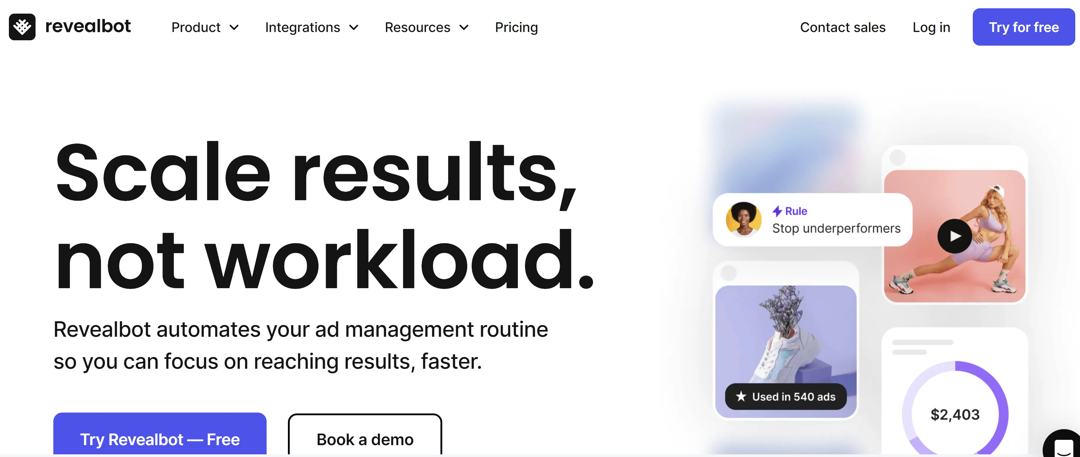 لقطة شاشة لـ Revealbot ، روبوت تسويقي لـ Slack