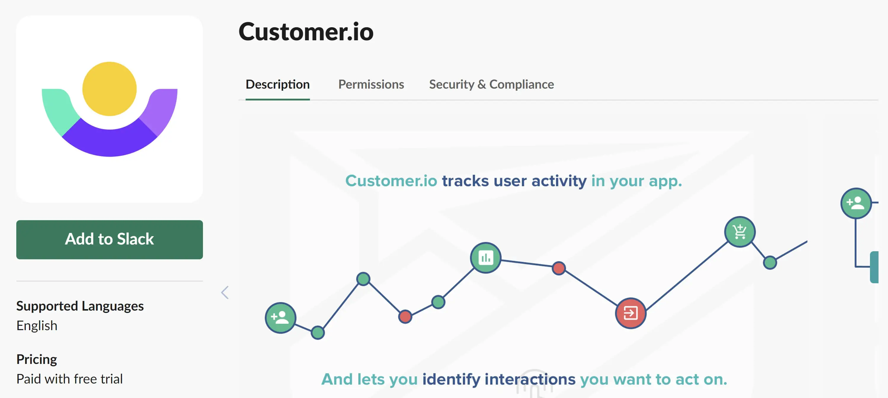 لقطة شاشة من customer.io ، برنامج آلي لتطبيق Slack