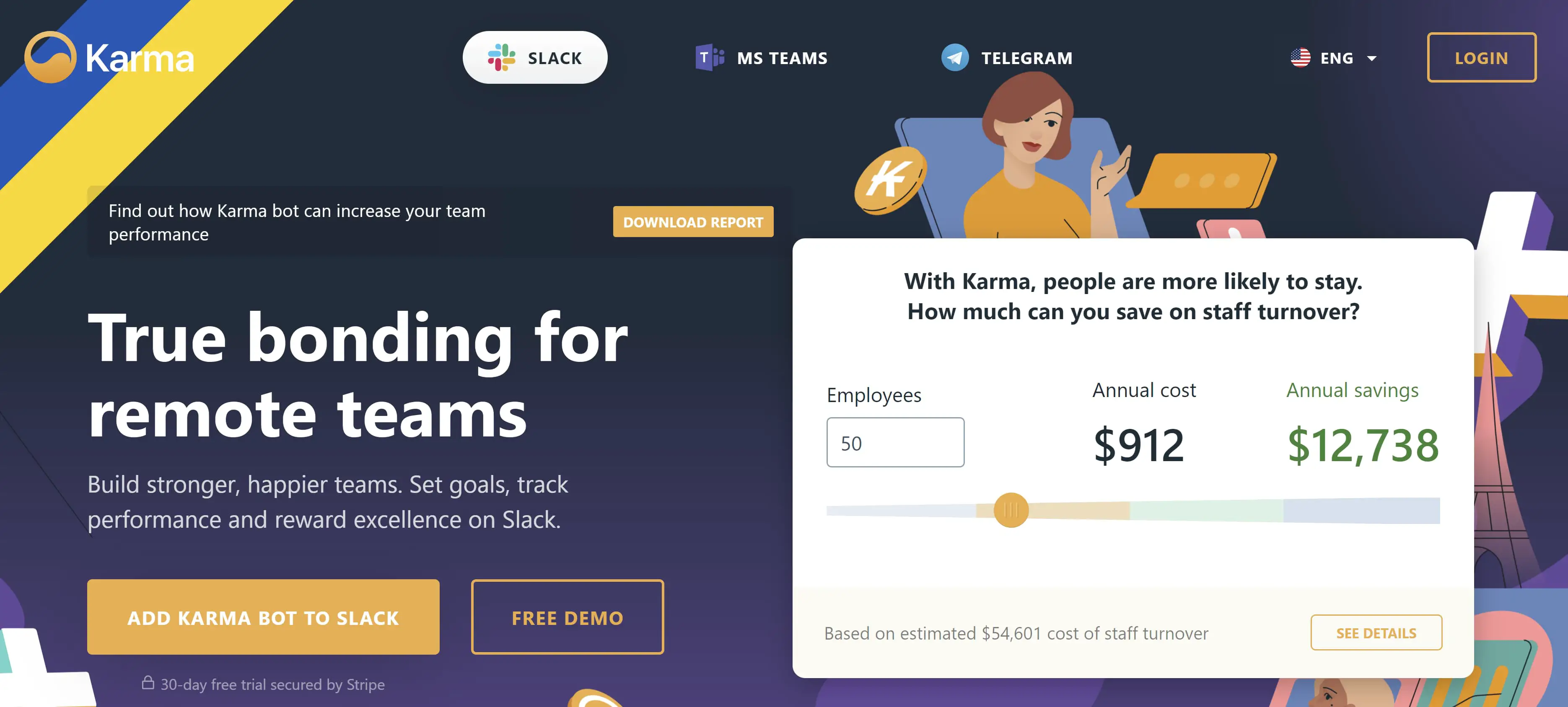 لقطة شاشة لـ Karma ، روبوت لـ Slack