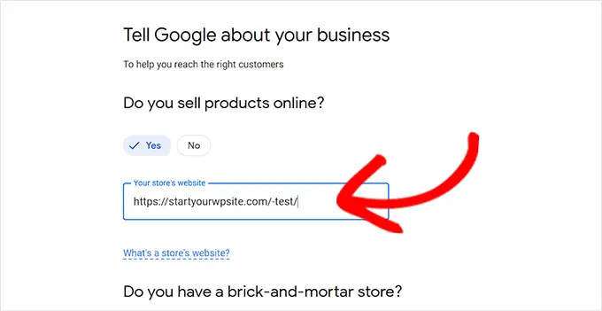 Fornisci l'URL del tuo negozio online Provide the URL of your online store