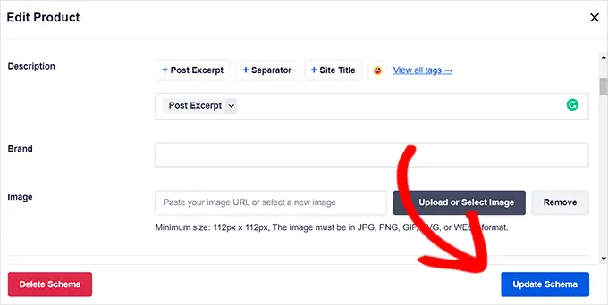 Fare clic sul pulsante Aggiorna schema Click the Update Schema button