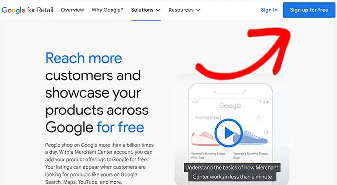 Registrati per l'account Google Merchant Sign up for the Google Merchant account