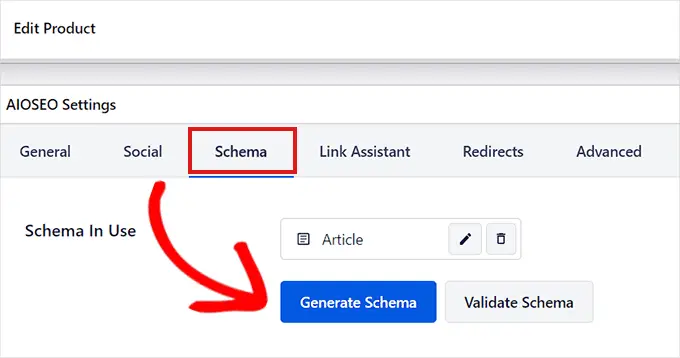 Fare clic sul pulsante Genera schema per aggiungere un altro schema Click the Generate Schema button to add another schema