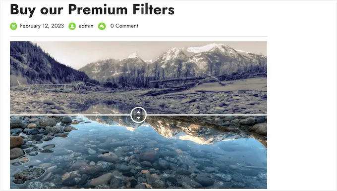 Un esempio di uno slider prima e dopo in WordPress An example of a before and after slider in WordPress