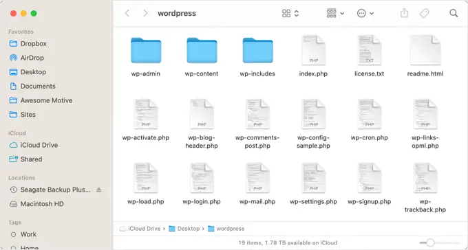 The Downloaded Unzipped WordPress Folder