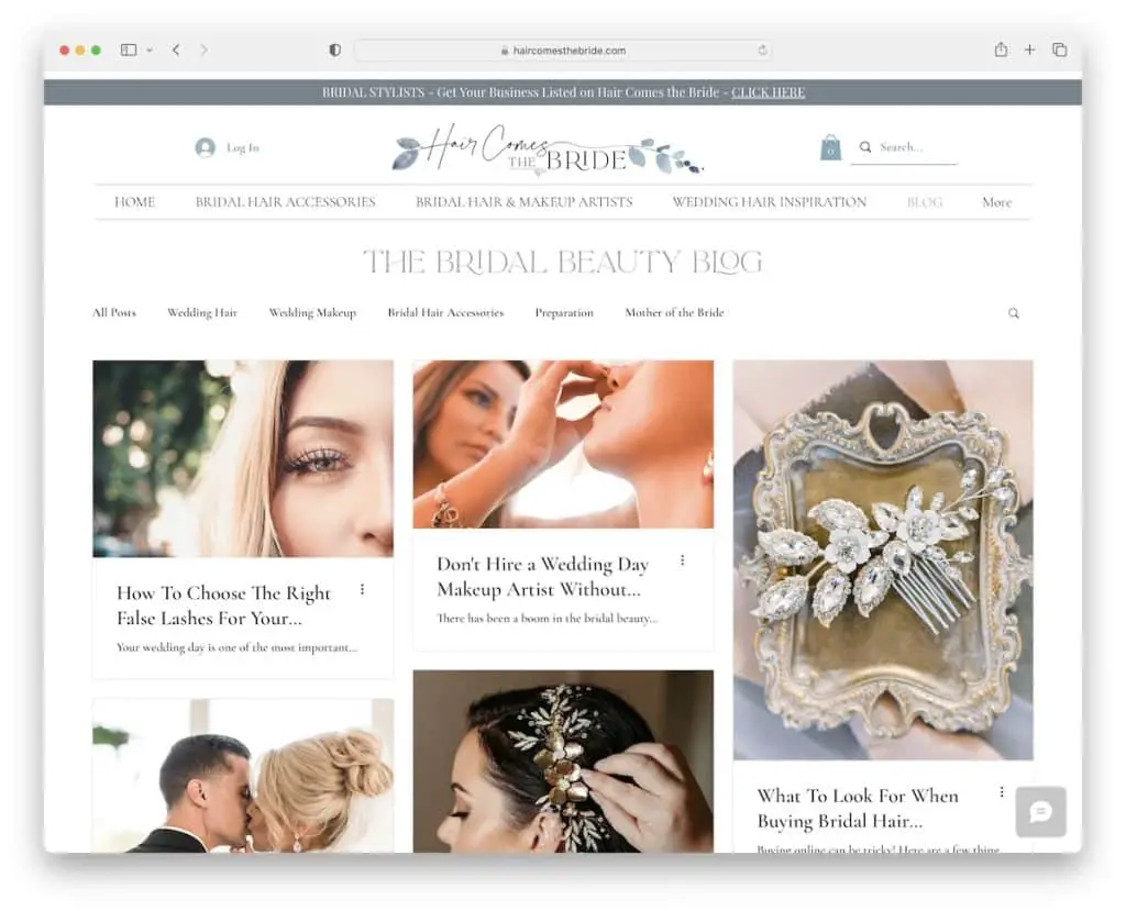 hair comes the bride wix 博客示例