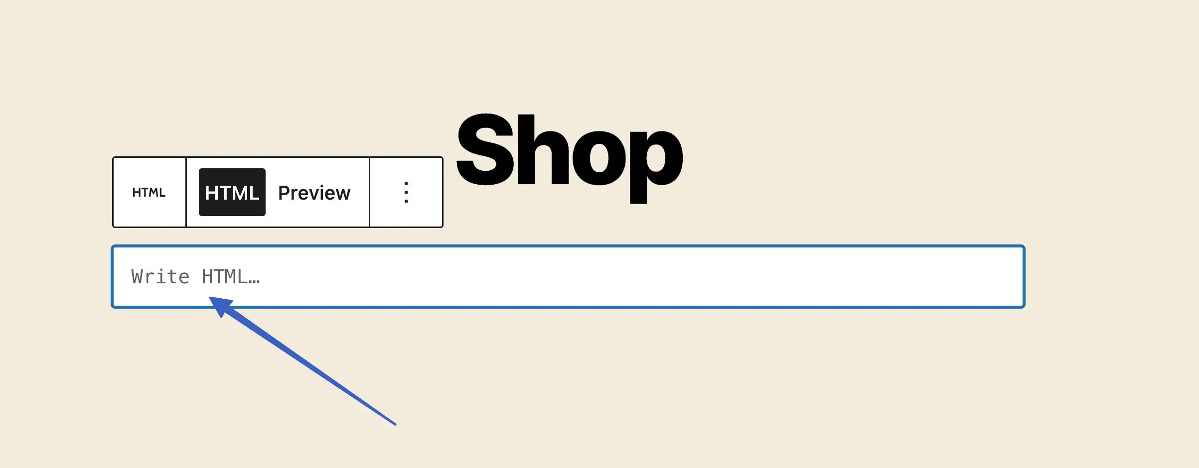 HTML に貼り付けて、Shopify WordPress 統合を作成する