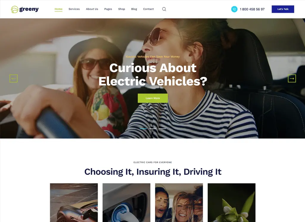 Greeny - 电动汽车经销商 WordPress 主题