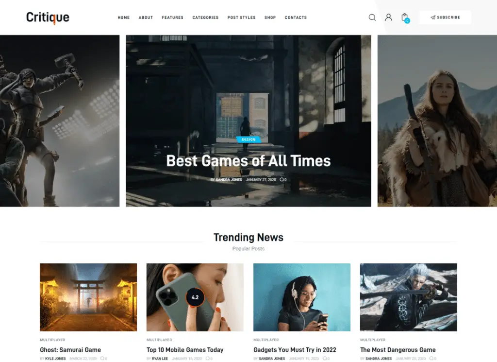 Critica - Tema WordPress per riviste, giornali e recensioni